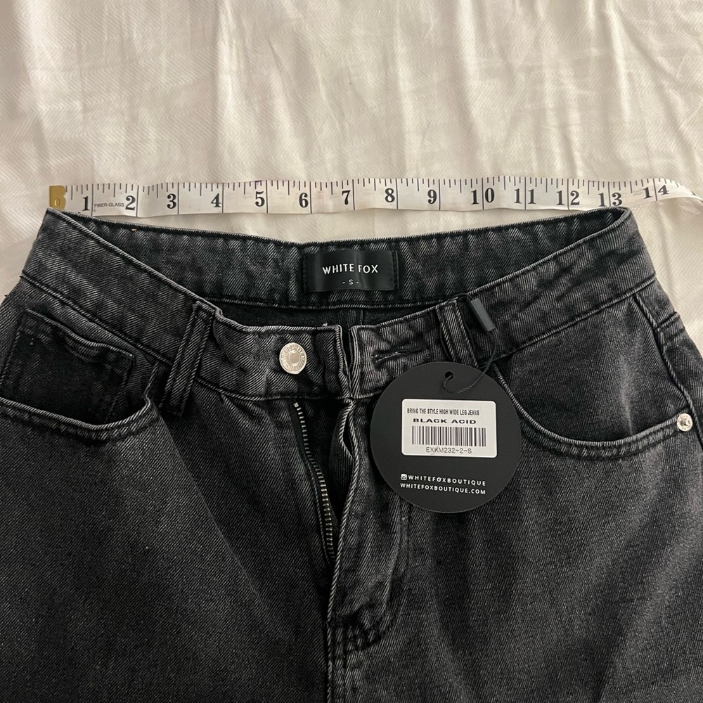 WHITE FOX “Bring the style high wide leg” Black Jeans - Picture 4 of 6